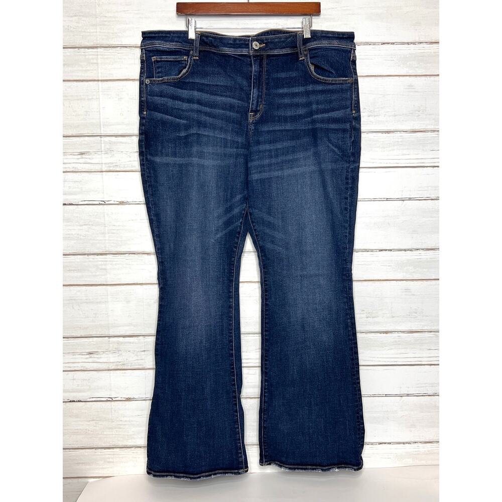 American Eagle Jeans Plus Size 22 Long Super Stretch Kick Boot Dark Wash